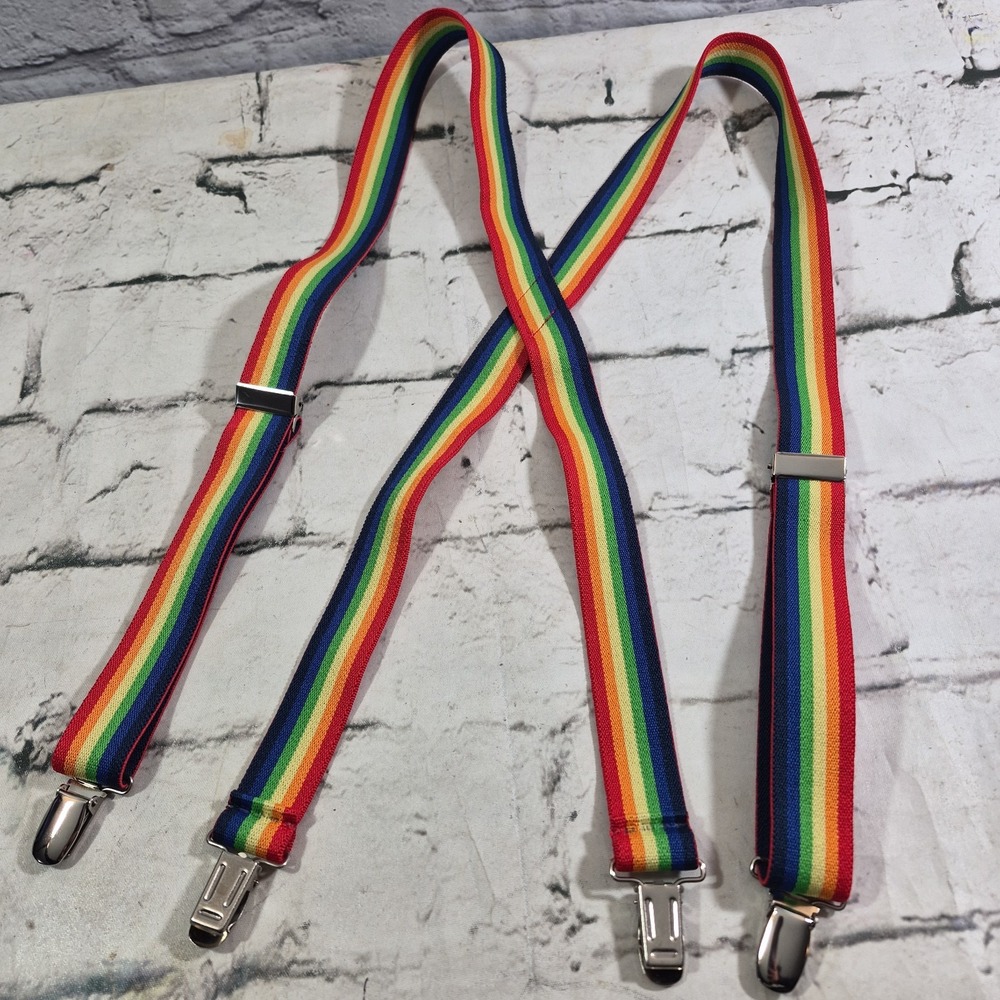 Rainbow Suspenders Unisex Adjustable Pride Striped Preppy Hipster